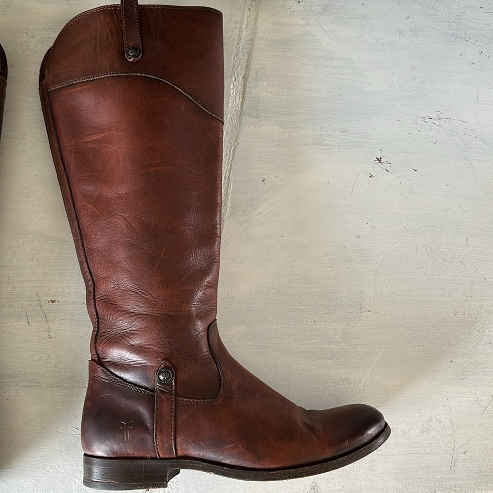 Frye 4001 Buttery Soft Leather Round Toe Tall Riding Boots 8.5 Inside Zipper - Picture 8 of 16